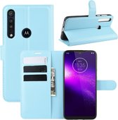 Voor Motorola One Macro / G8 Play Litchi Texture Horizontaal Flip Leren Case met Portemonnee & Houder & Kaartsleuven (Blauw)