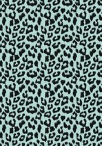 Cadeaupapier Leopard Panter Zwart Mint- Breedte 40 cm - 200m lang