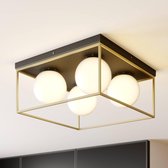 Lindby - plafondlamp - 4 lichts - glas, metaal - H: 21.5 cm - E14 - wit, goud,