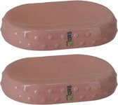 Set van 2x stuks zeephouders/zeepbakjes roze keramiek 15 cm - Toilet/badkamer accessoires