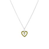 Lucardi Dames Ketting hart emaille&geboortesteen - Echt Zilver - Ketting - Cadeau - Moederdag - 45 cm - Zilverkleurig