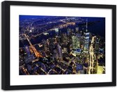 Foto in frame ,  Avond in New York ,120x80cm , Multikleur , wanddecoratie