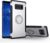 Voor Galaxy Note 8 PC + TPU magnetische beschermhoes met 360 graden rotatie ringhouder (zilver)