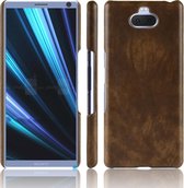 Schokbestendige litchi texture pc + pu case voor Sony Xperia 10 (bruin)