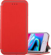 Voor iPhone 6 Plus & 6s Plus & 7 Plus & 8 Plus Ultradunne magnetische horizontale flip schokbestendige lederen beschermhoes met houder en kaartsleuf (rood)