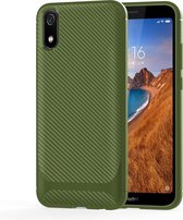 Let op type!! Voor Huawei Y5 2019 Carbon Fiber textuur schokbestendig TPU beschermhoes (groen)