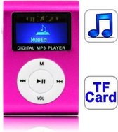 TF (Micro SD) -kaartsleuf MP3-speler met LCD-scherm, metalen clip (magenta)