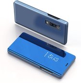 Galvaniseren Mirror Horizontale Flip Leather Case voor Galaxy A50, met houder (Sky Blue)