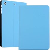 links en rechts effen kleur elastische lederen tas voor iPad Mini 1 / Mini 2 / Mini 3 met standaard met slaapfunctie, TPU soft shell onderkant (lichtblauw)