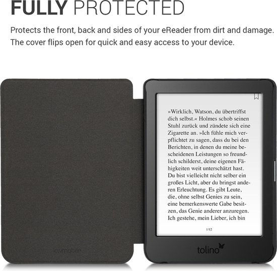 kwmobile e-reader hoesje geschikt voor Tolino Page 2 hoes - E reader flip case met magnetische sluiting - Ereader cover in zwart van kwmobile — afbeelding 2