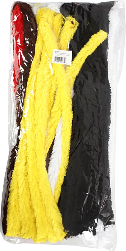 Fil chenille, épaisseur 30 mm, L: 40 cm, couleurs assorties, 48pièces