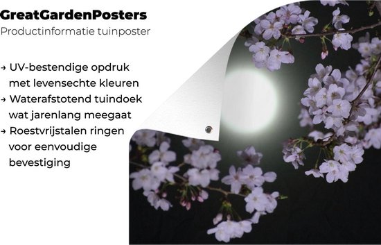Affiche de jardin La pleine lune parmi les fleurs 60x40 cm - petit - Toile de jardin / Toile d'extérieur / Peintures d'extérieur (décoration de jardin)