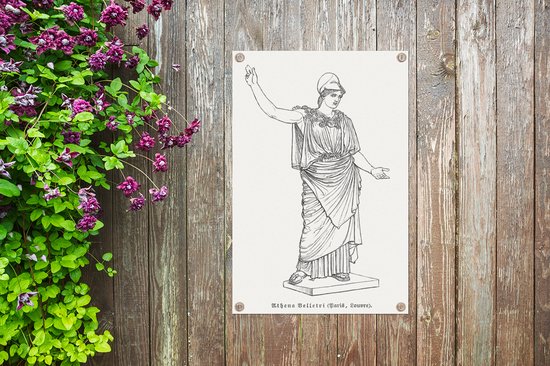 Tuinposter Een illustratie van het standbeeld van Athena - 30x60 cm - Tuindoek - Buitenposter