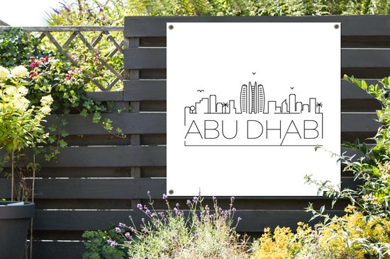 Skyline Abu Dhabi noir sur blanc 100x100 cm