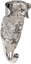Clayre & Eef Wandhaak Hond 10*8*19 cm Zilverkleurig Aluminium Kapstok Wandkapstok Jashaak