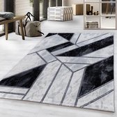 Modern vloerkleed - Marble Design Grijs Zilver 140x200cm