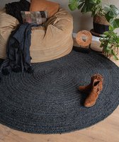 Rond jute vloerkleed - Pure - zwart [special edition] 190 cm rond