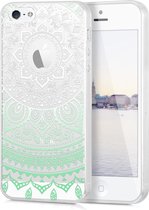 kwmobile telefoonhoesje voor Apple iPhone SE (1.Gen 2016) / 5 / 5S - Hoesje voor smartphone in mintgroen / wit / transparant - Indian Sun design