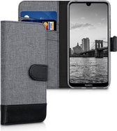 kwmobile telefoonhoesje voor Huawei Y7 Pro (2019) - Hoesje met pasjeshouder in grijs / zwart - Case met portemonnee