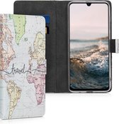 kwmobile telefoonhoesje voor Samsung Galaxy A70 - Hoesje met pasjeshouder in zwart / meerkleurig - Travel Wereldkaart design