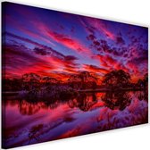 Schilderij Wolken weerspiegeling, 2 maten, paars/rood, Premium print