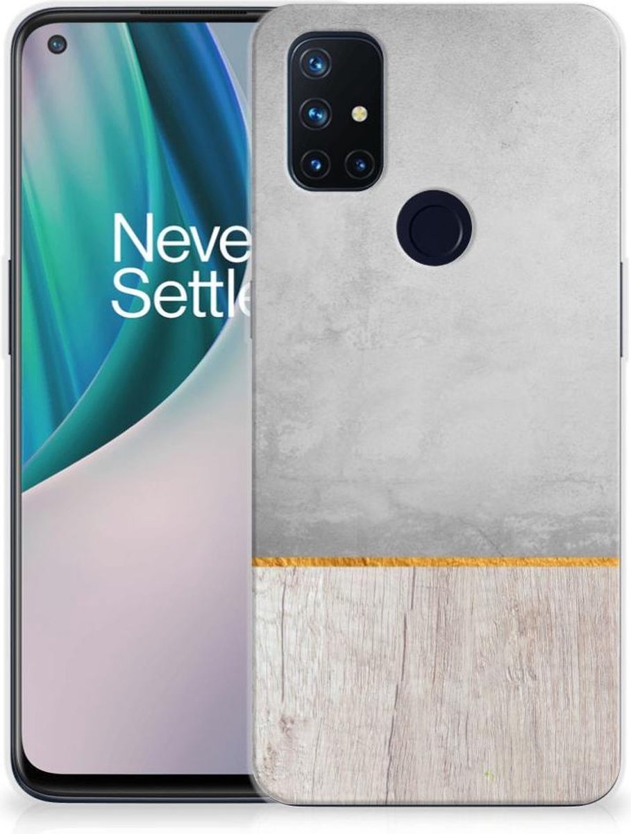OnePlus Nord N10 5G Bumper Hoesje Wood Concrete