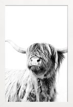 JUNIQE - Poster in houten lijst Highland Cattle Frida 2 -60x90 /Grijs