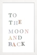 JUNIQE - Poster in houten lijst To The Moon and Back -20x30 /Kleurrijk