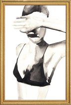 JUNIQE - Poster met houten lijst Hello The Dandizette -20x30 /Wit &