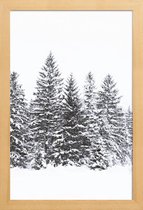 JUNIQE - Poster in houten lijst Zwarte winterbomen -40x60 /Wit & Zwart