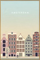 JUNIQE - Poster met kunststof lijst Amsterdam - retro -20x30 /Bruin