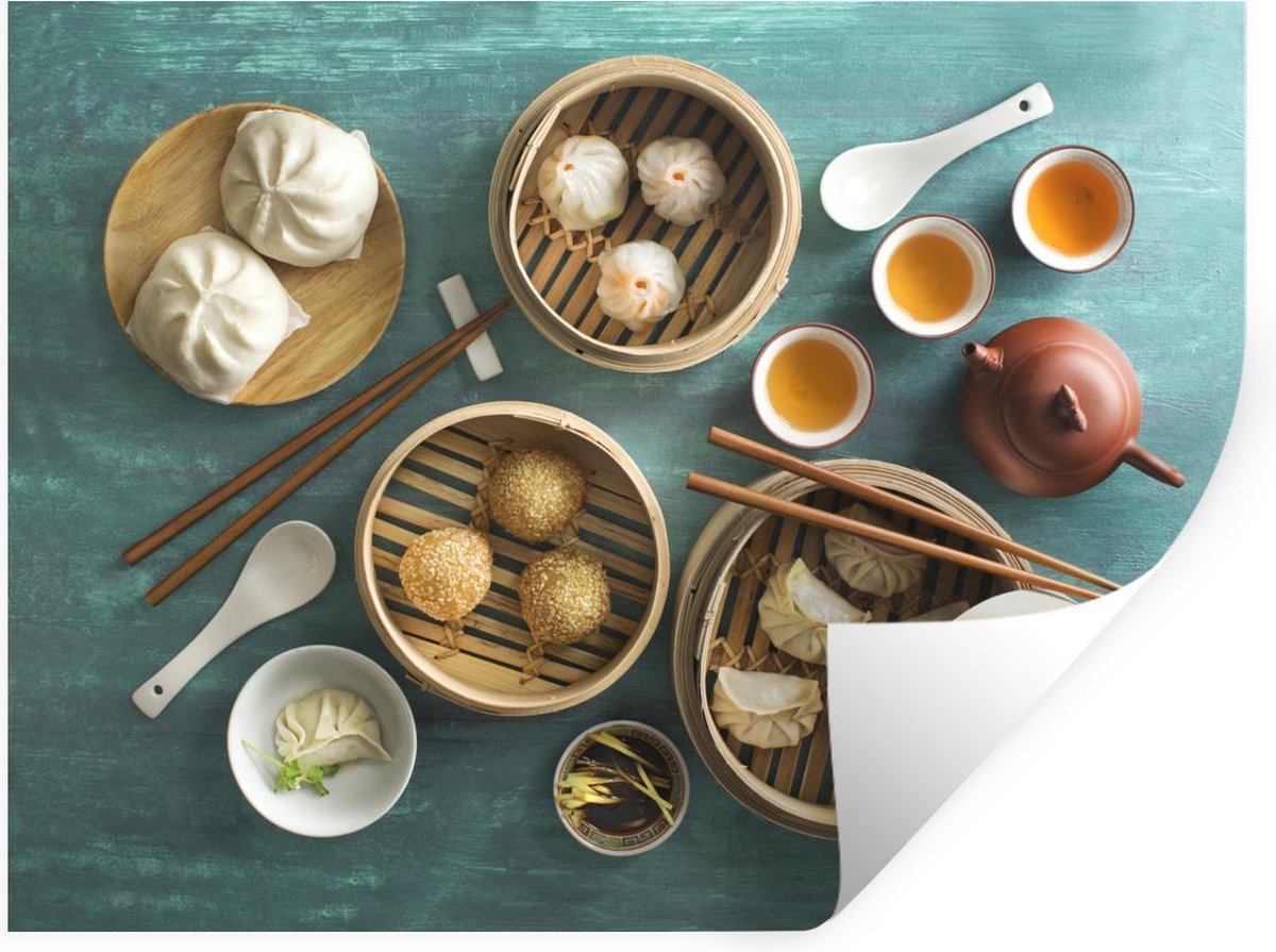 Muursticker Aziatische keuken Chinese dimsum vanAziatische