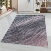 Flycarpets Minta Vloerkleed Grijs / Roze  - 140x200 cm - Laagpolig - Woonkamer