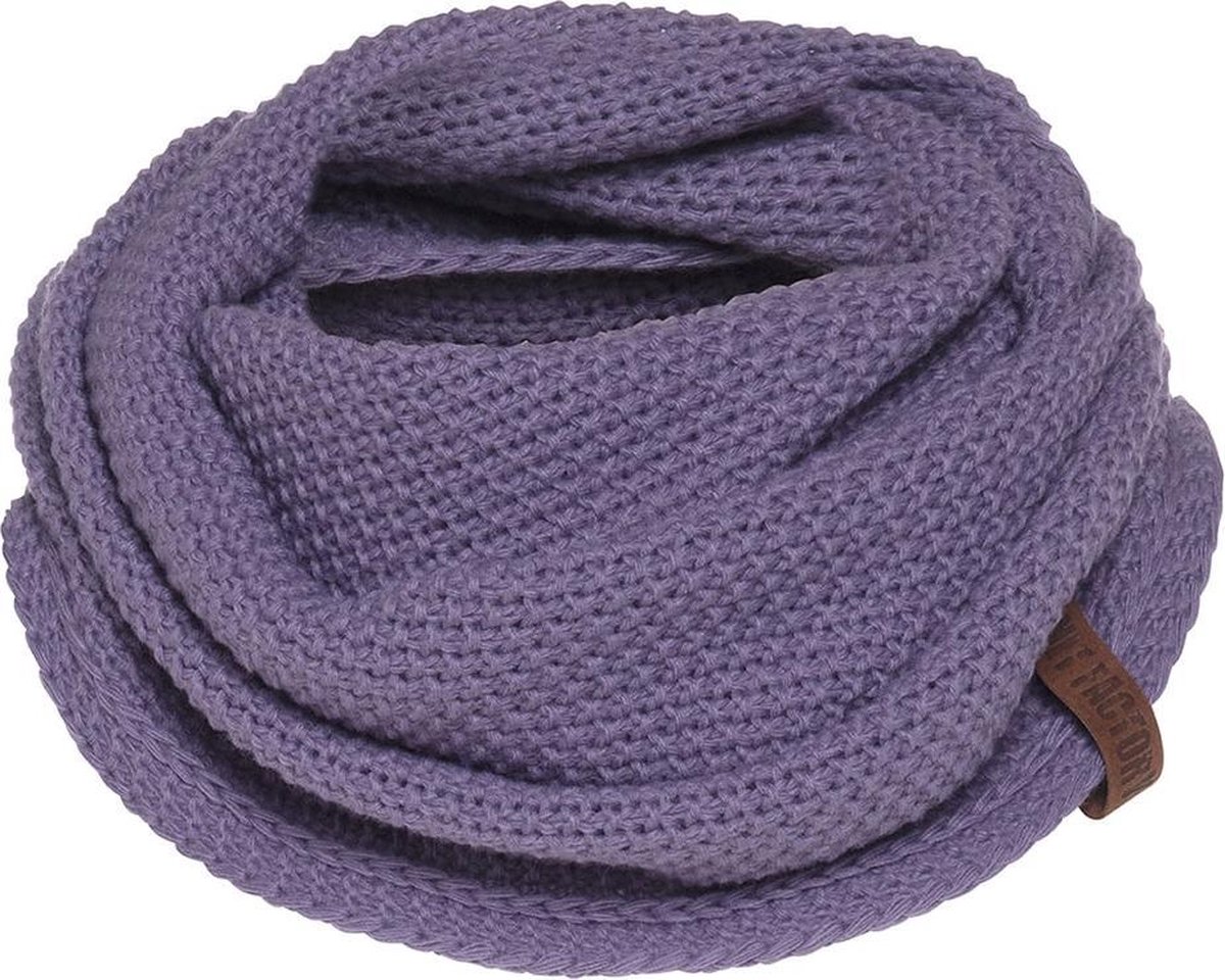 Knit Factory Coco Gebreide Colsjaal - Ronde Sjaal - Nekwarmer - Wollen Sjaal - Paarse Colsjaal - Dames sjaal - Violet - One Size