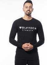 Wolftech Gymwear T-shirt Lange Mouwen Heren - Zwart - L - Met Groot Logo - Sportkleding Heren