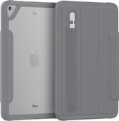 Tablet hoes geschikt voor Apple iPad Mini 7.9 (2019) - Tri-Fold Book Case met Transparante Back Cover en Pencil Houder - Grijs