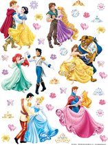 Disney muursticker prinsessen geel, roze, paars en blauw - 600141 - 65 x 85 cm