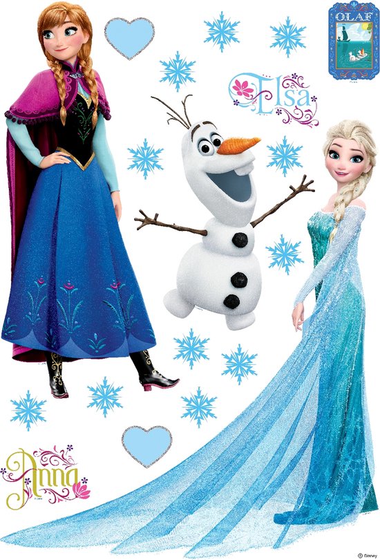 Disney muursticker Frozen Anna & Elsa blauw, paars en wit - 600112 - 42,5 x  65 cm | bol.com