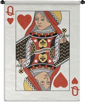 Cartes à jouer Tapisserie - Illustration d'une carte à jouer Reine de cœur Tapisserie coton 120x160 cm - Tapisserie avec image XXL / Groot format!