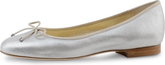 Ballerines argentées - Chaussures à enfiler femmes - Daim mat - Semelle en cuir - Werner Kern Kyle - Taille 37,5