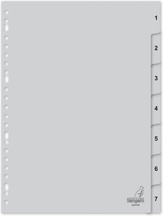 Register Kangaro A4 Ziffer – PP 120 Mikron, 23 Ringe, 20-teiliges Set In Grau