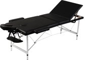 Inklapbare massagetafel 3 zones met aluminium frame (zwart)