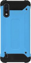 WLONS Rubber Kunststof Bumper Case Hoesje Geschikt voor Samsung Galaxy A01 - Blauw