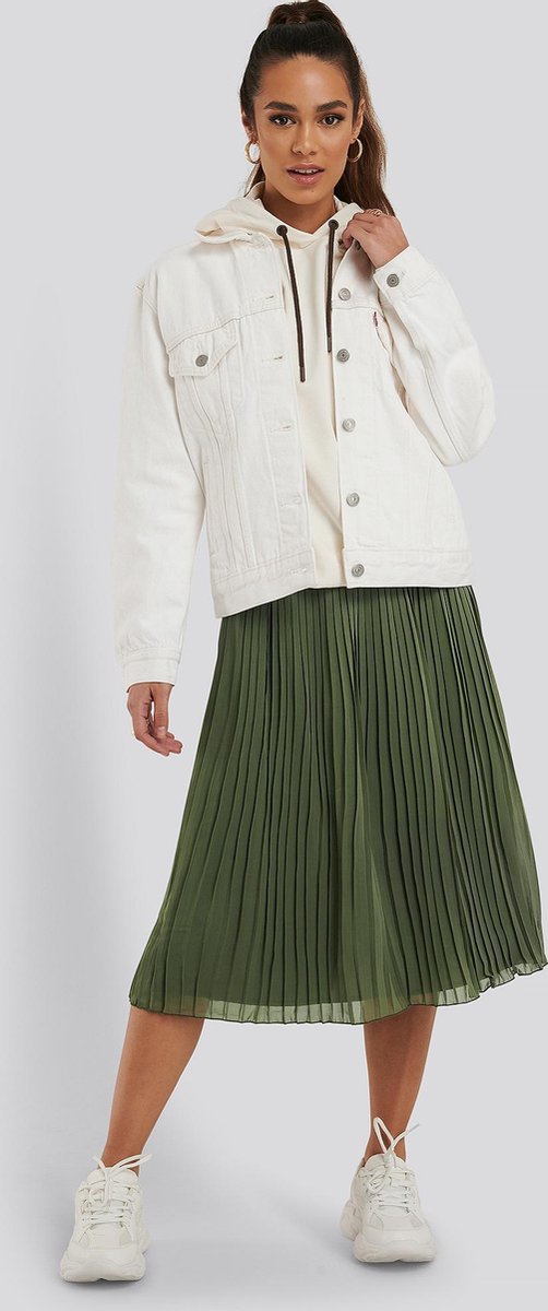 NA-KD Pleated Midi Skirt Khaki Green - 36, Groen