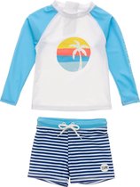 Snapper Rock - UV-zwemset voor baby jongens - Longsleeve - Sunset Stripe - Wit/Lichtblauw - maat 92-98cm