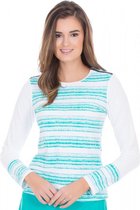 Cabana Life UV beschermende Zwemtop Dames met rits - Turquoise/Wit - Maat 40 (M)