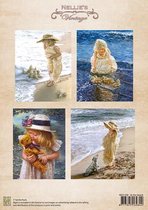 NEVI038 Nellie Snellen A4 3D Knipvel - Vintage - At the beach - strand zee - 1 decoupage vel