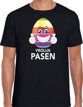 Paasei met duimen omhoog vrolijk Pasen t-shirt / shirt - zwart - heren - Paas kleding / outfit XL