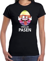 Paasei die tong uitsteekt vrolijk Pasen t-shirt / shirt - zwart - dames - Paas kleding / outfit S