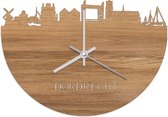 Skyline Klok Dordrecht Eikenhout - Ø 40 cm - Woondecoratie - Wand decoratie woonkamer - WoodWideCities